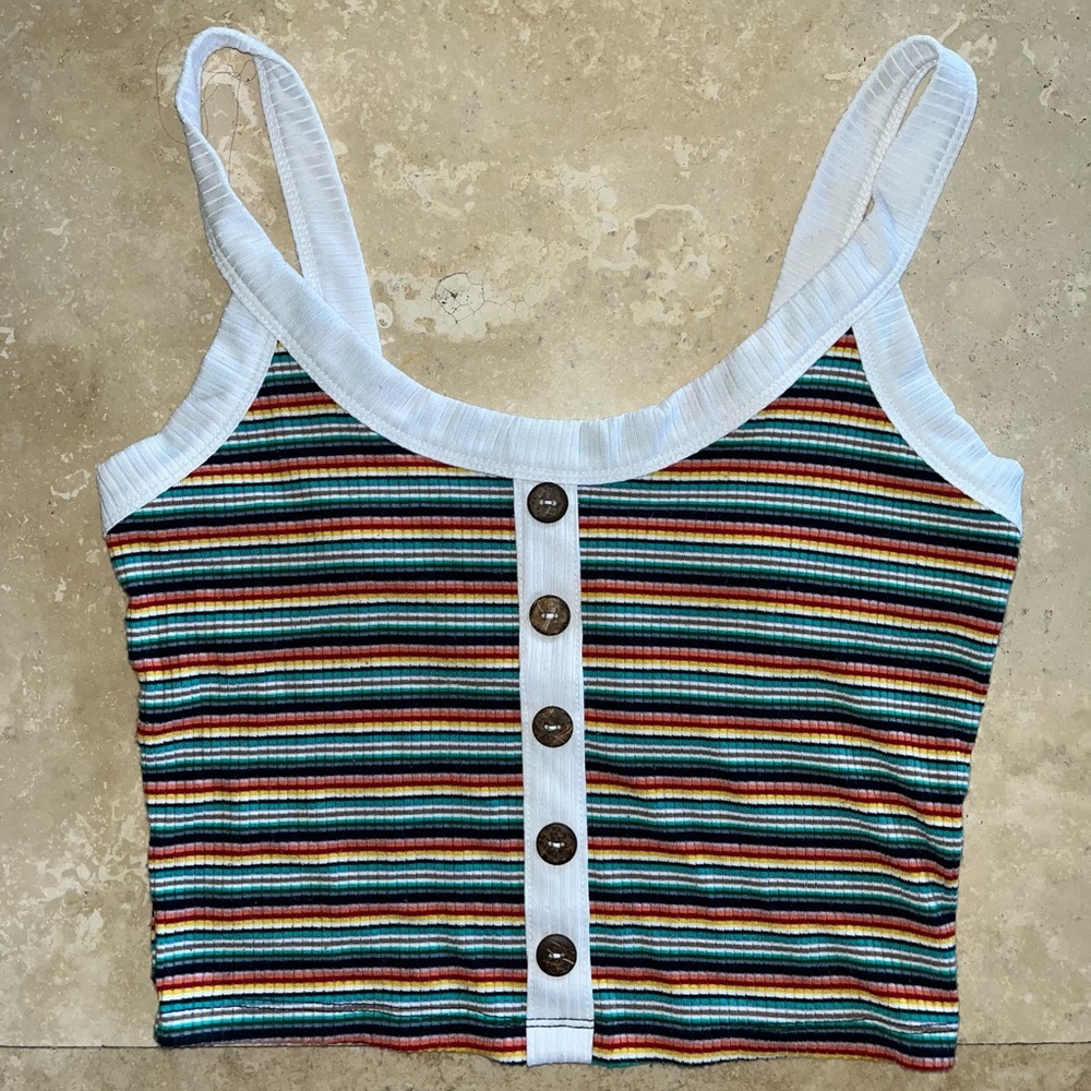 MADRAG Rainbow Crop Tank with Buttons